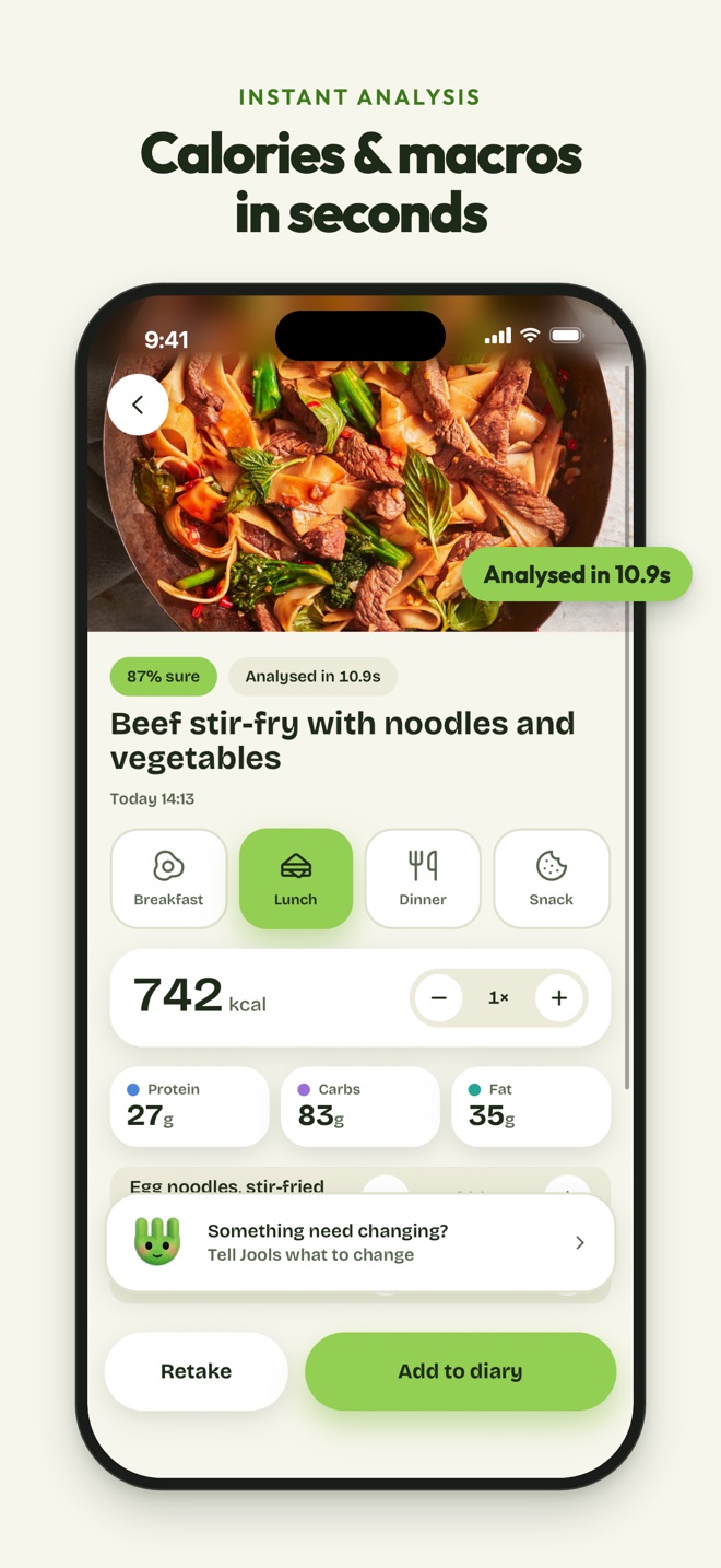 Calories and macros in seconds